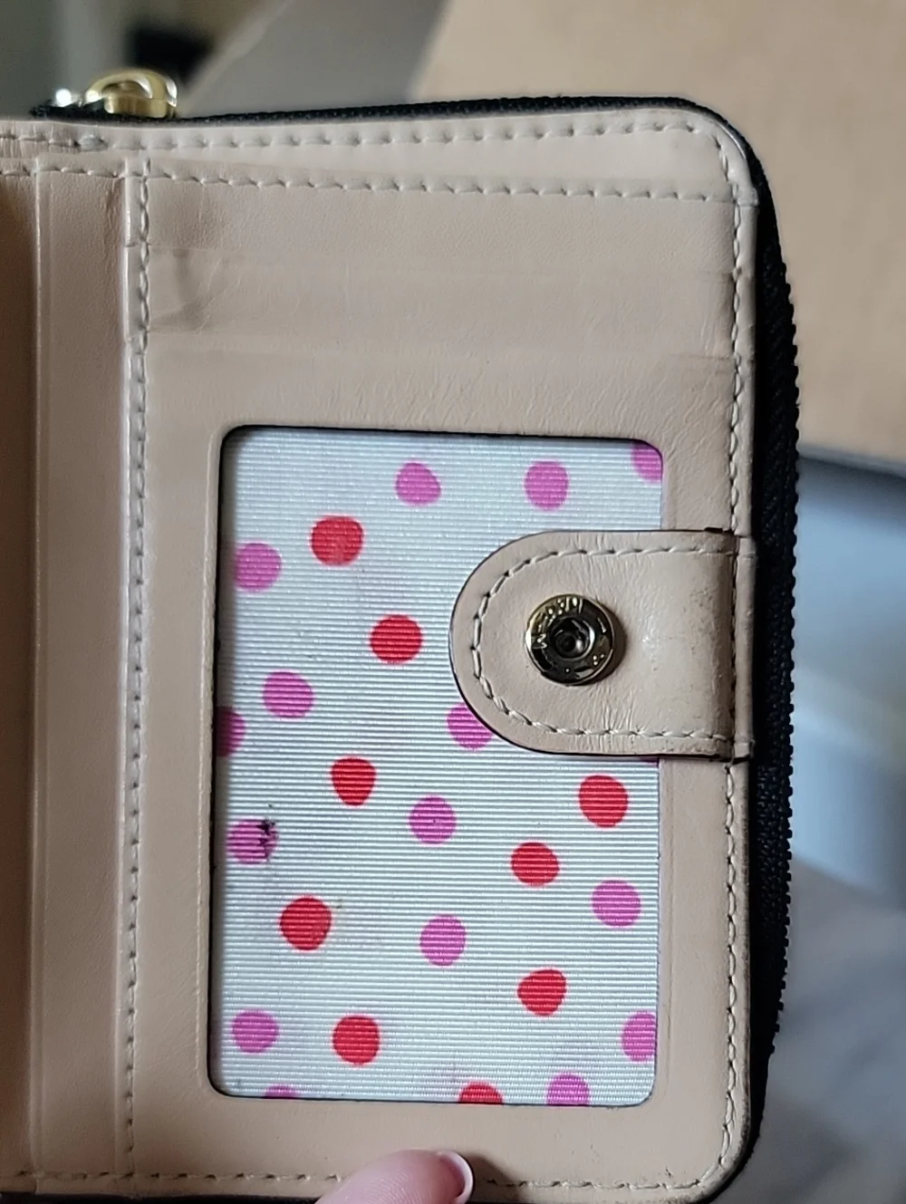 kate spade Black Pebbled Zip-Around Wallet with Gold Hardware